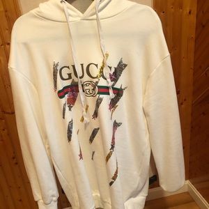 WHITE GUCCI HOODIE WITH SEQUINS